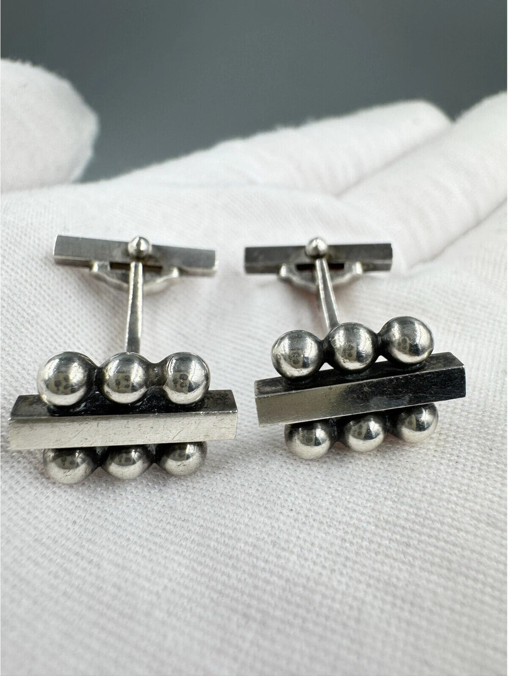 VINTAGE CIRCA 1940s GEORG JENSEN # 61 A 925 STERLING SILVER CUFFLINKS